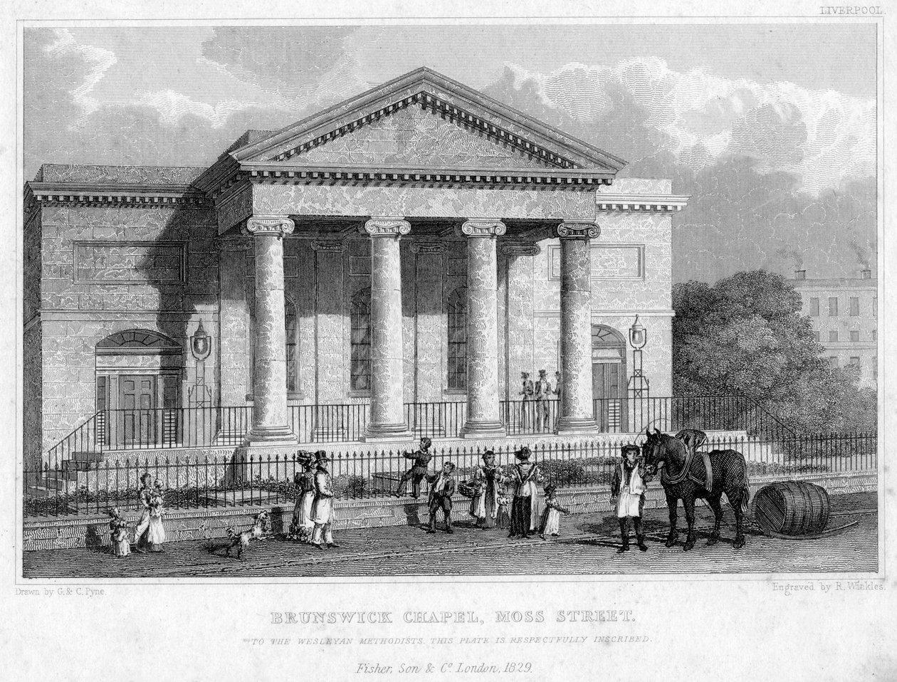 Brunswick Chapel, Moss Street, Liverpool, 1829 von R. Winkles