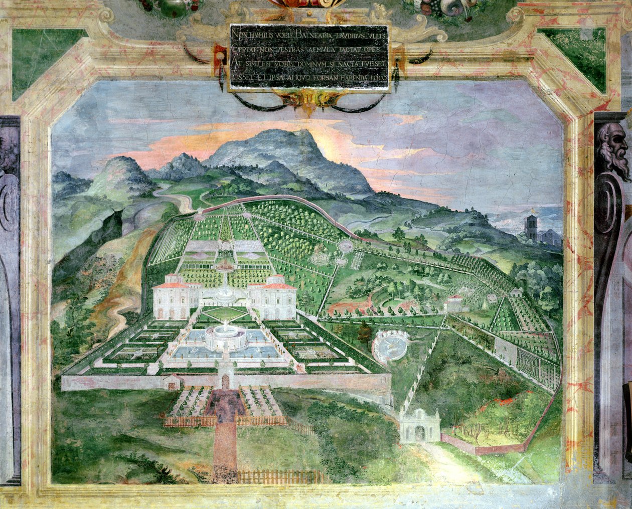 Die Villa Lante, Fresko in der Loggia, ca. 1574-76 von Raffaellino da Reggio