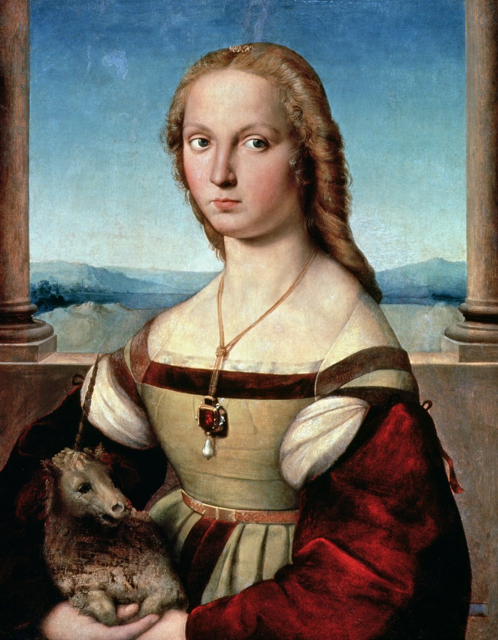 Porträt einer Dame mit einem Einhorn, ca. 1505-6 von Raffaello Sanzio Raphael