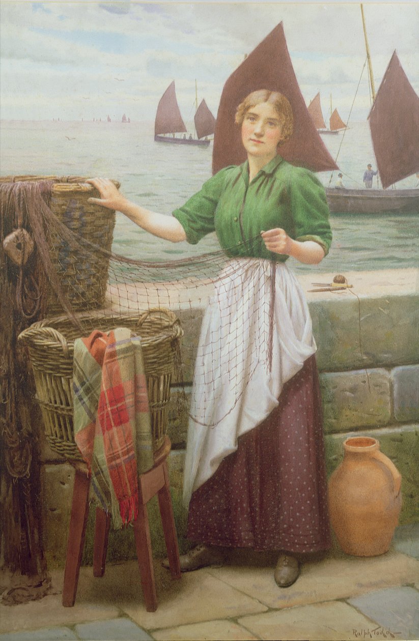 Mädchen beim Netzflicken von Ralph Todd