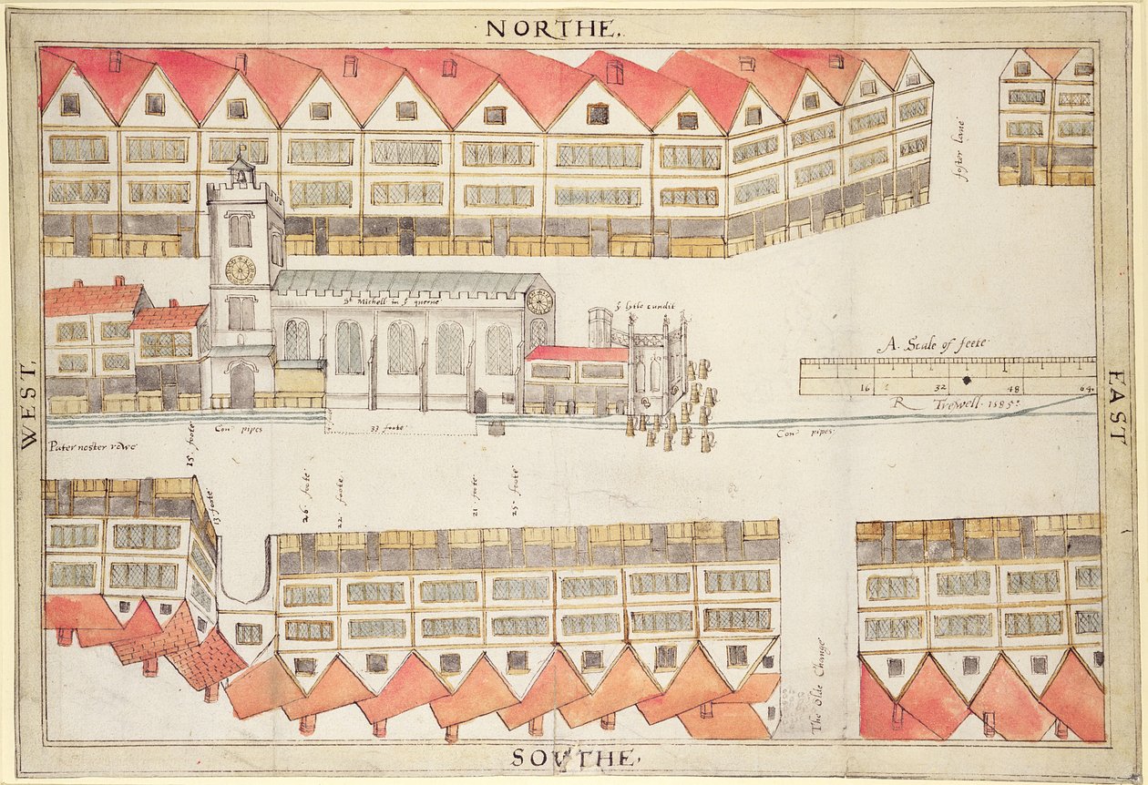 Karte von Cheapside, London, 1585 von Ralph Treswell