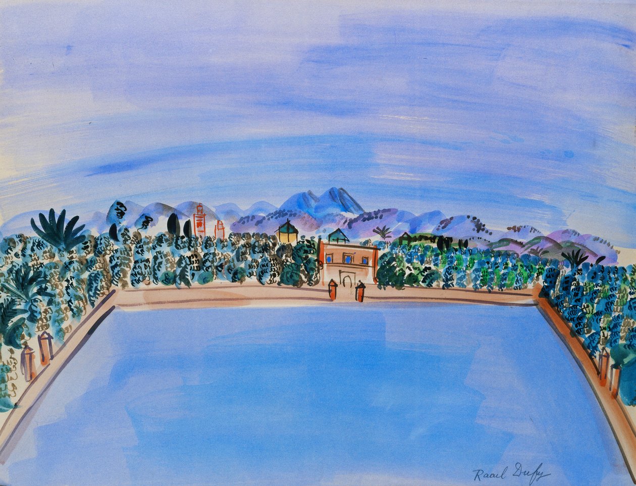 Der Teich, Garten der Menara, Marrakesch von Raoul Dufy