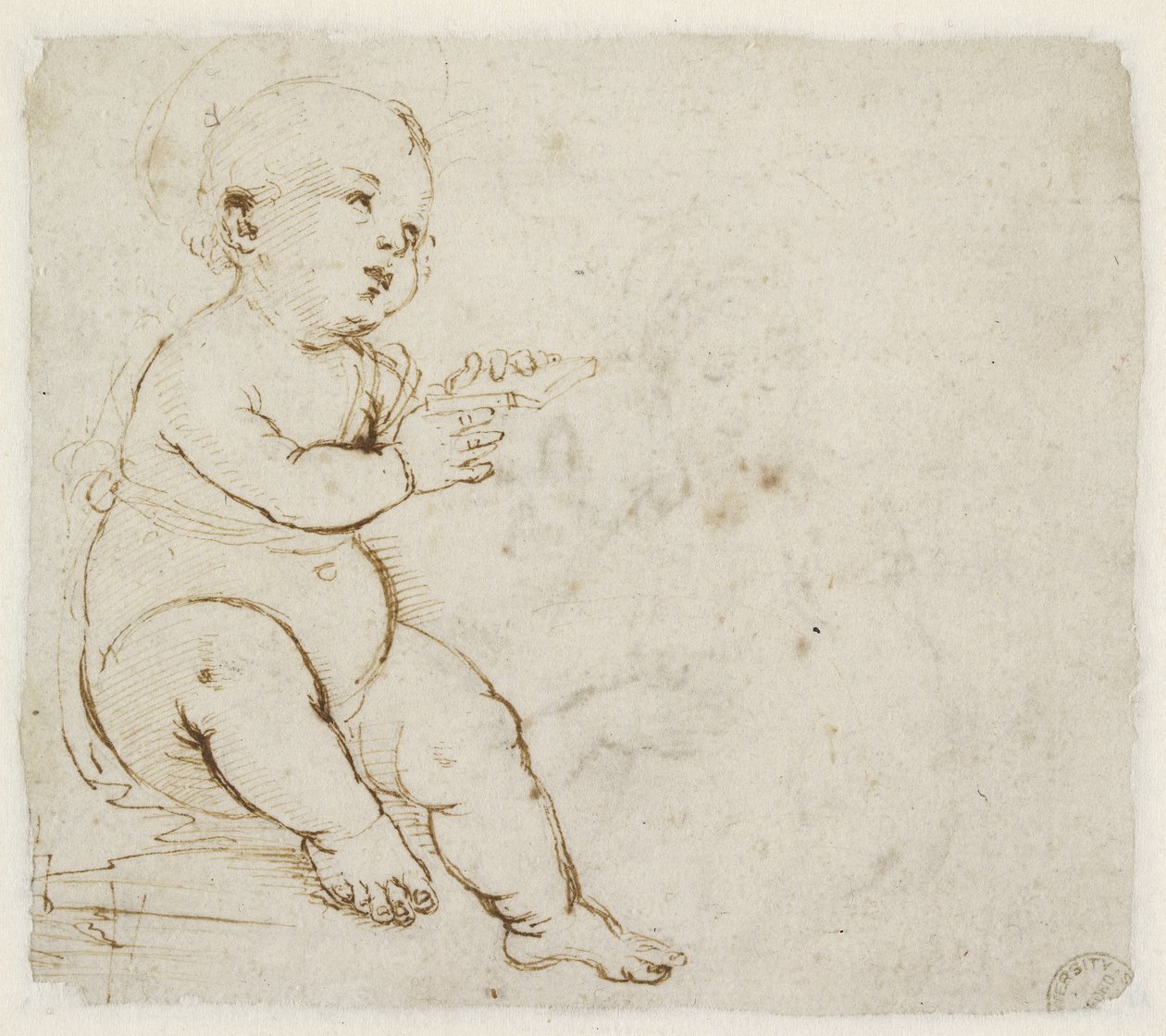Verso: Studie für das Christkind, WA1846.152a von Raffaello Sanzio Raphael