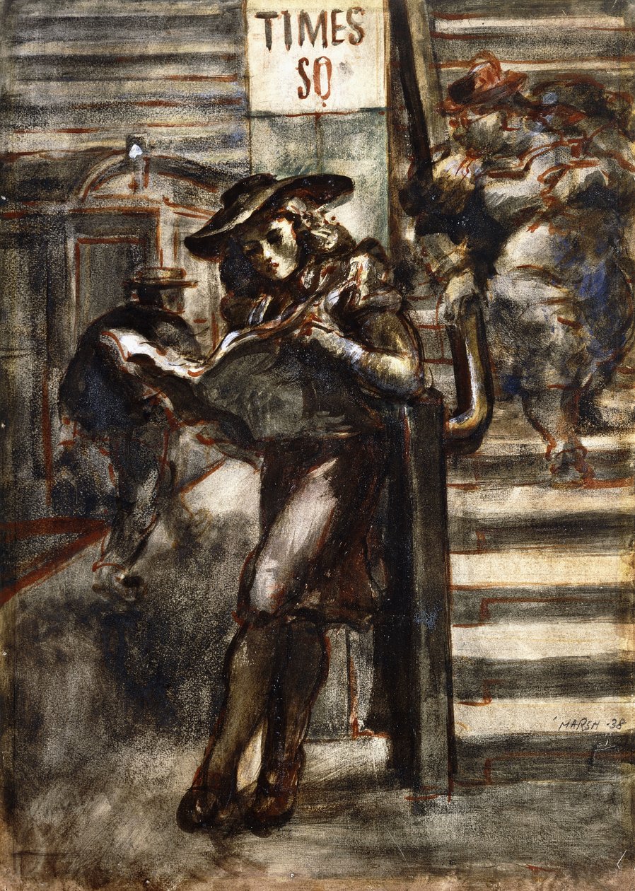Lesen am Times Square von Reginald Marsh