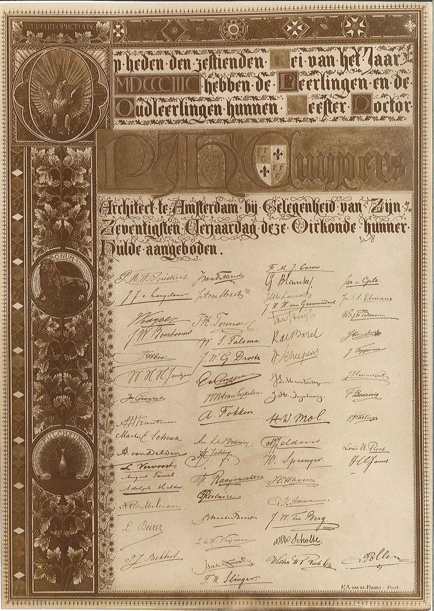 Gedenkblatt zum 70. Geburtstag von Pierre Cuypers von Reinerus Antonius de van Pavert