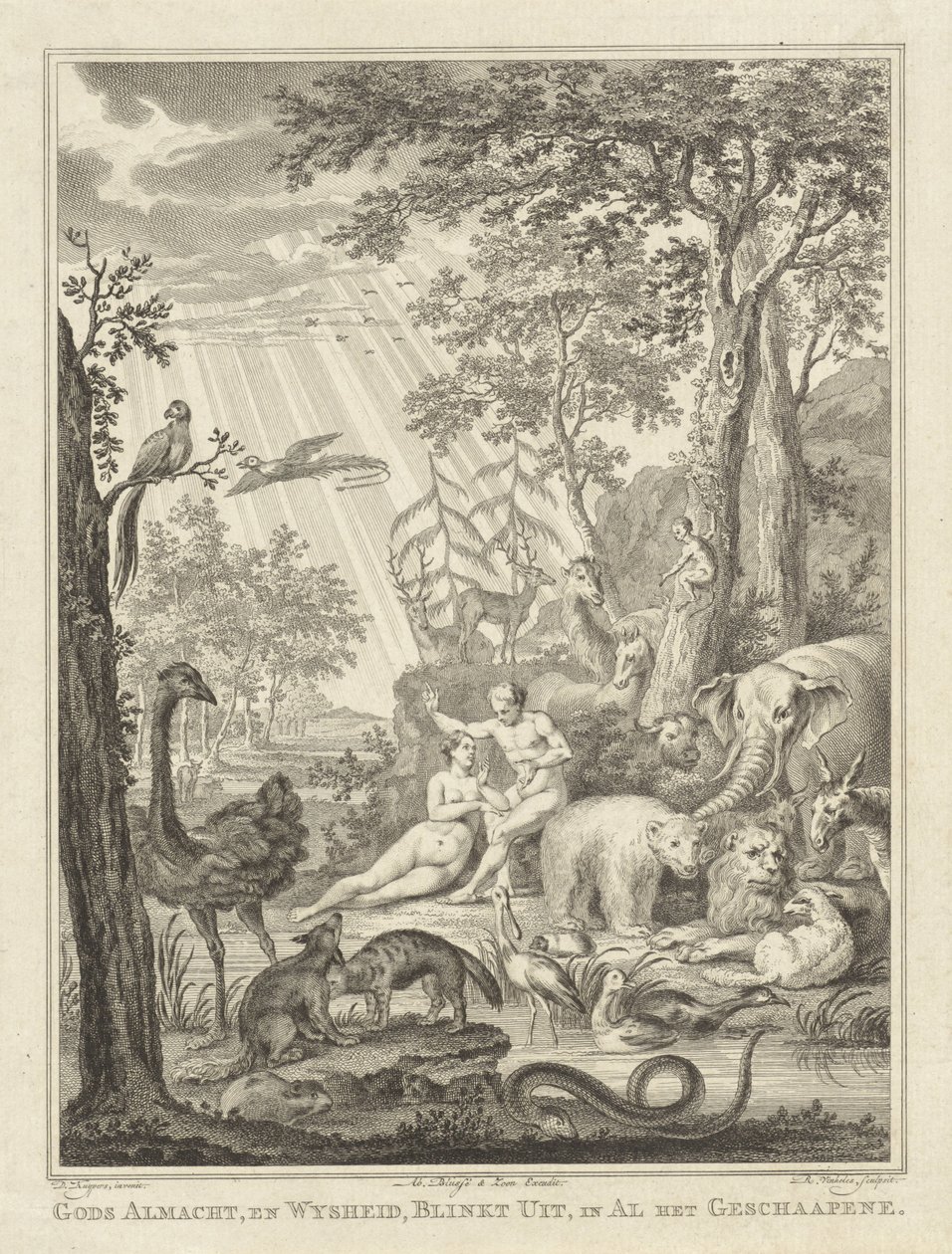 Adam und Eva im Paradies von Reinier Vinkeles (I)