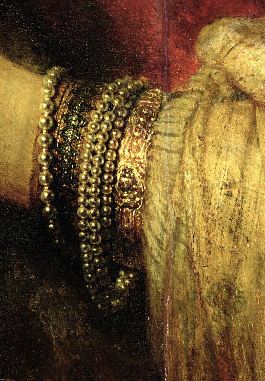 Porträt von Saskia van Uylenburgh in reichem Kostüm (Detail) von Rembrandt van Rijn