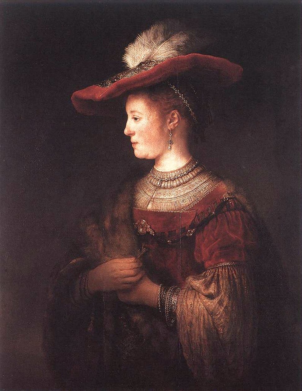 Saskia in prächtigem Kleid von Rembrandt van Rijn