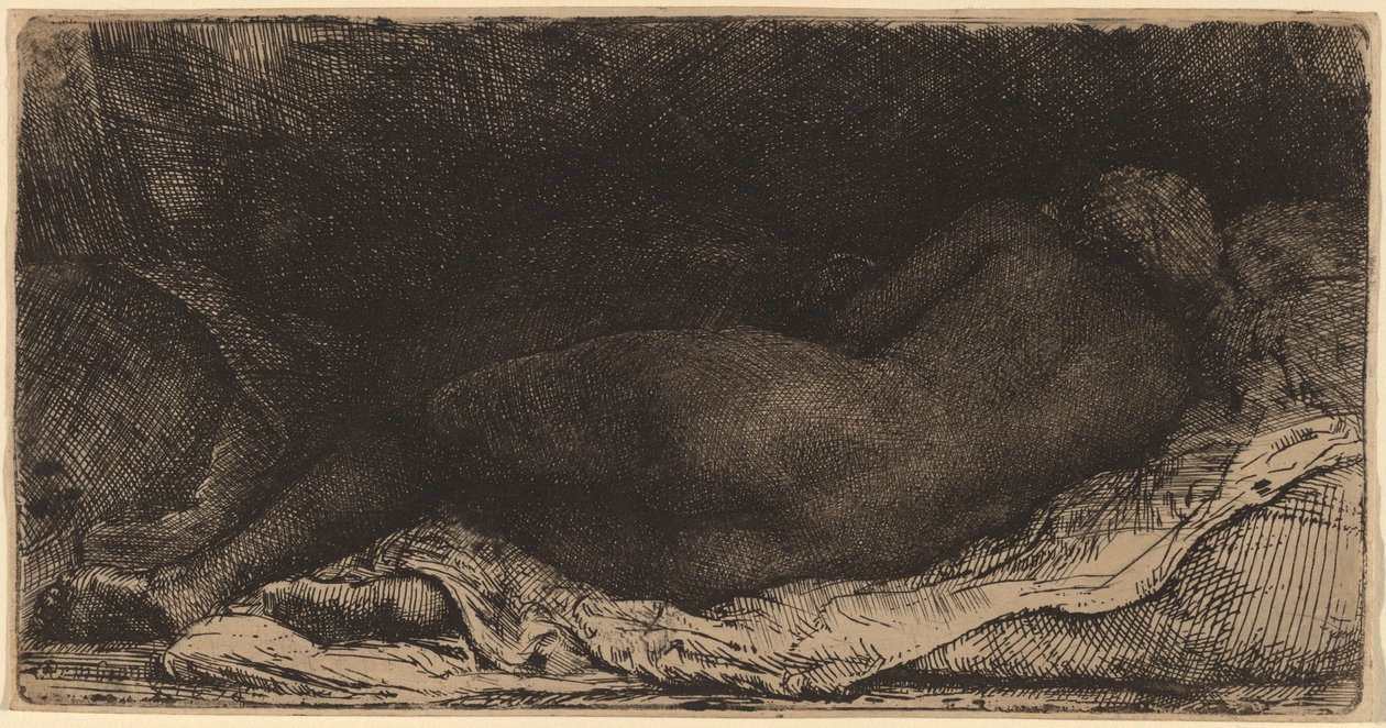 Schwarze Frau, die liegt von Rembrandt van Rijn