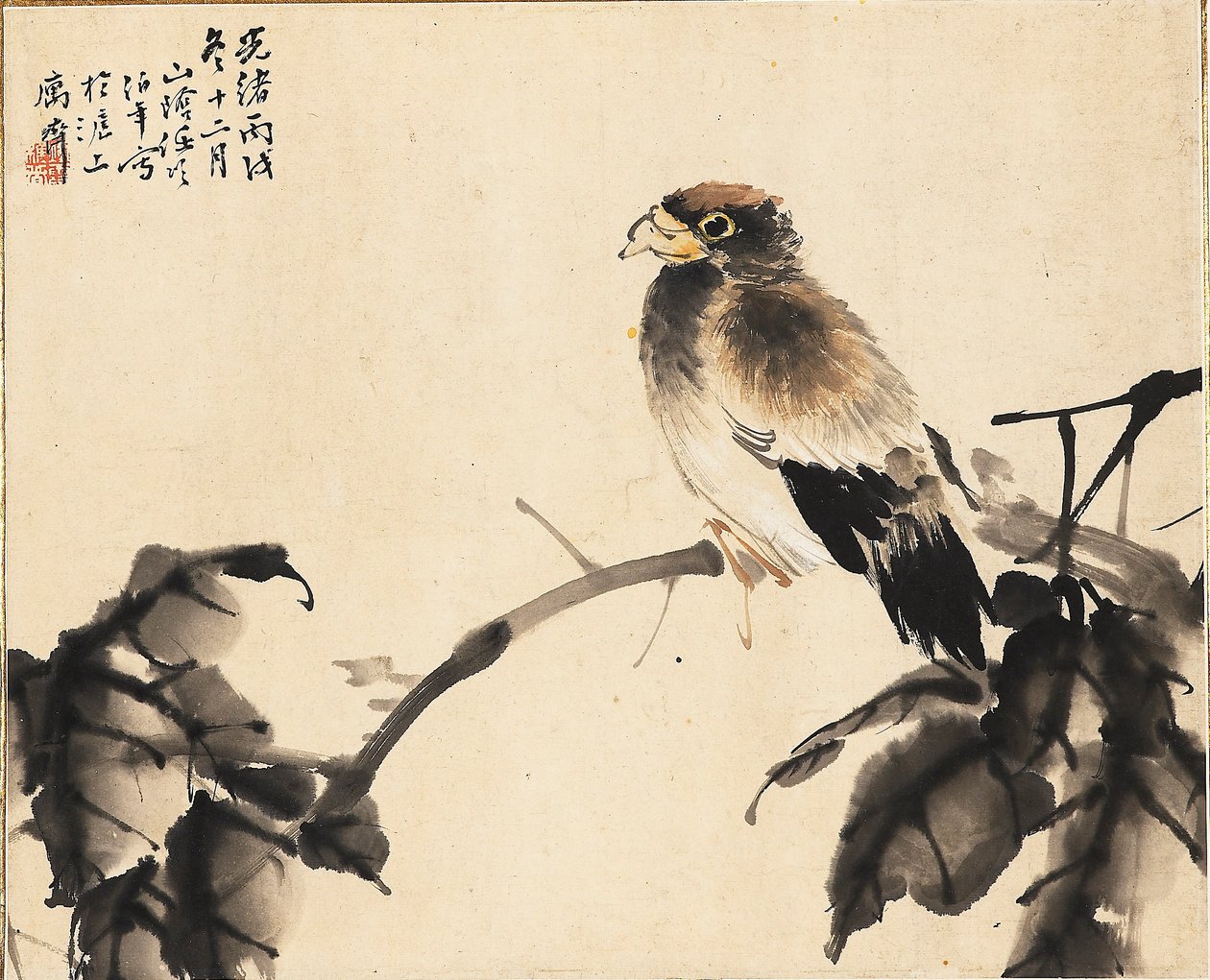 Vogel auf einem Ast von Ren Yi