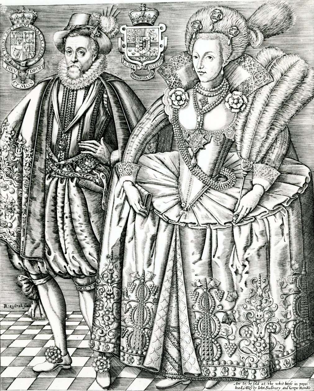 Porträt von James I. und Anne von Dänemark, 1618 von Renold Elstrack