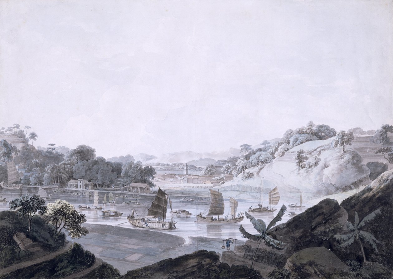 Ansicht von Some-Cheon auf der französischen Insel, von der Däneninsel aus gesehen, China, 1793-94 von Rev. Edward Thomas Daniell