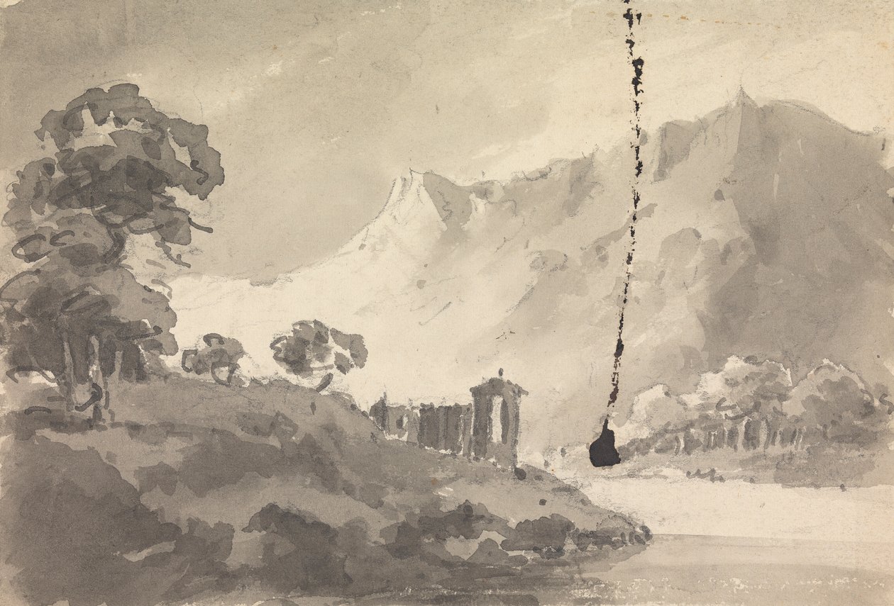 Landschaft mit Schloss, Fluss und Berg von Rev. William Gilpin