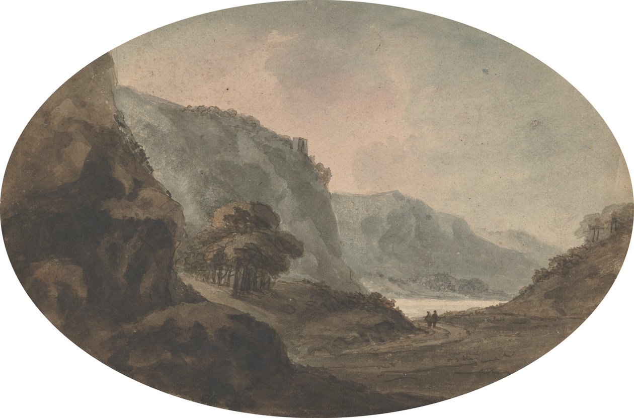 Zwei Männer, die in einer Landschaft spazieren von Rev. William Gilpin