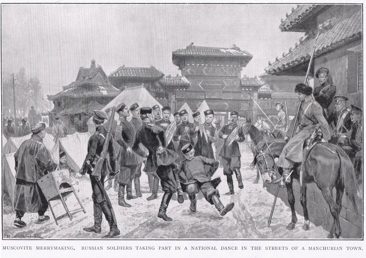 Russische Feierlichkeiten während des Russisch-Japanischen Krieges von Richard Caton Woodville junior