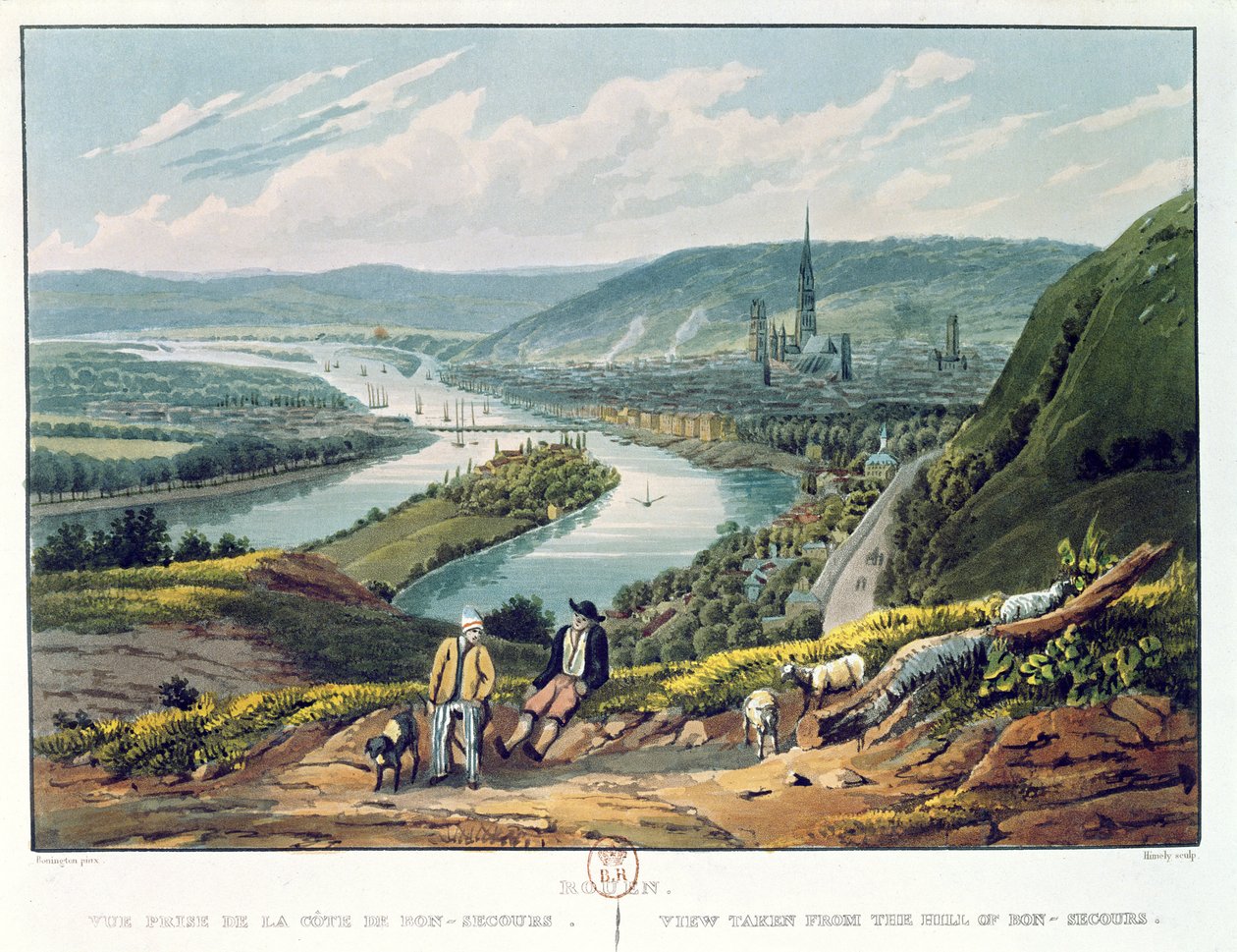 Rouen, Blick vom Hügel Bon-Secours, ca. 1835 von Richard Parkes Bonington