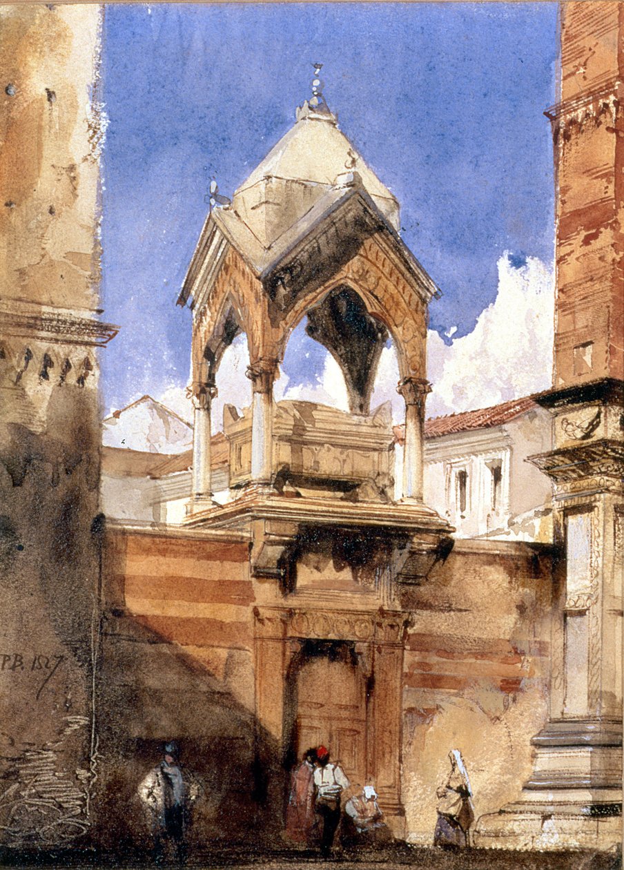 Das Castelbarco-Grabmal, Verona, 1827 von Richard Parkes Bonington
