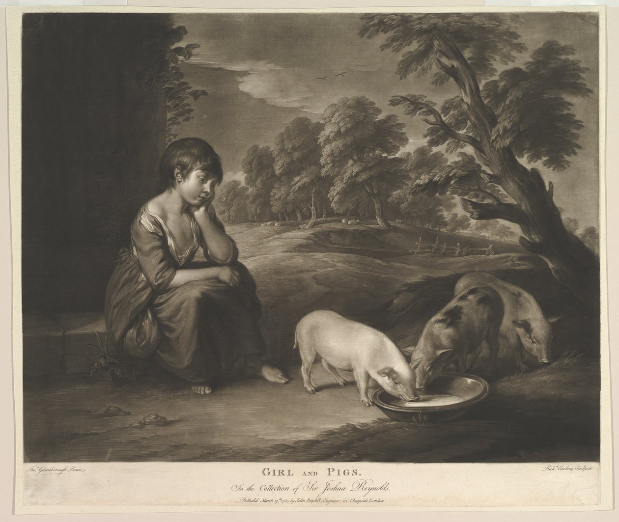 Mädchen und Schweine, 1783 von Richard Earlom