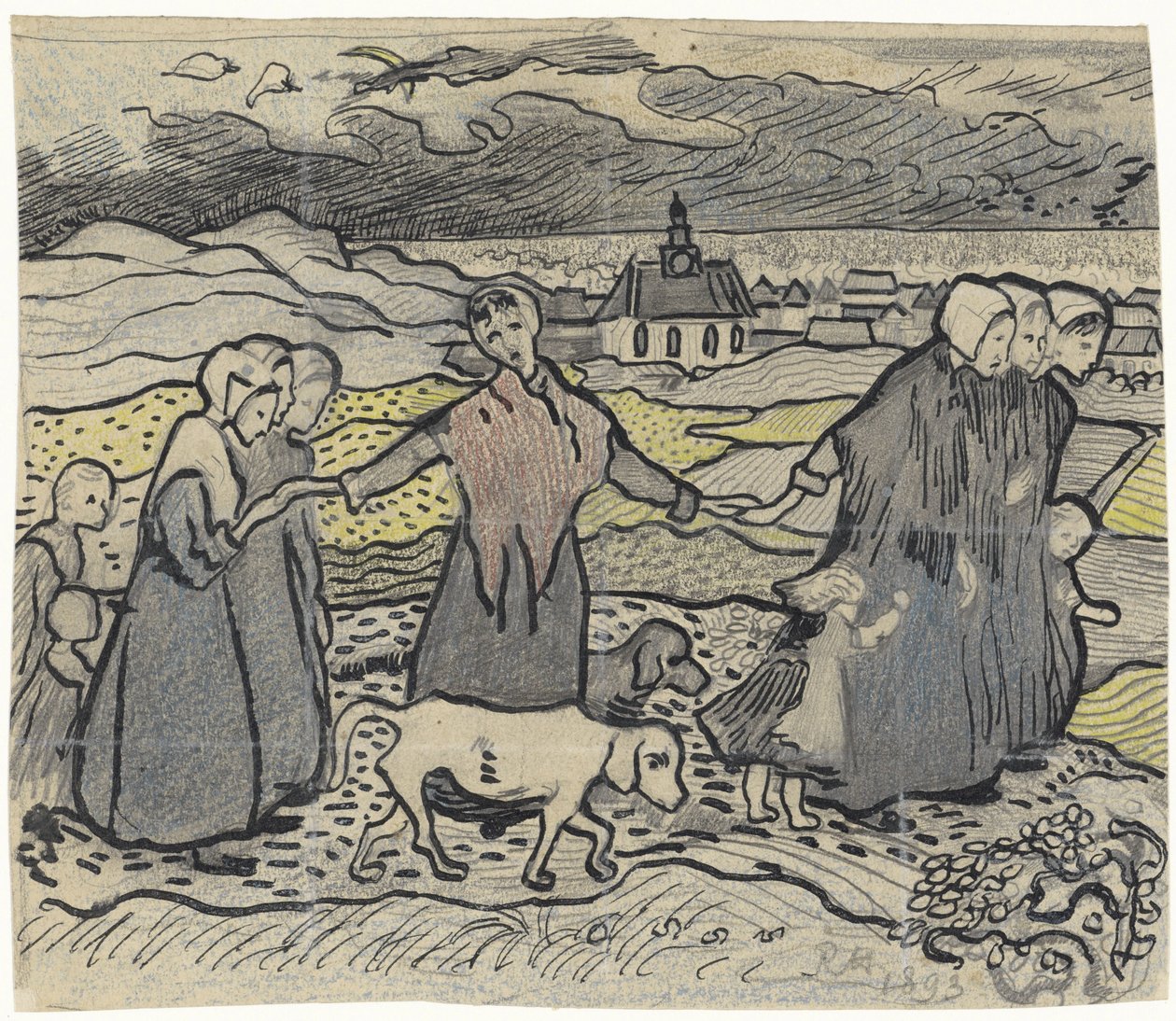 Fischerfrauen in den Dünen von Richard Nicolaüs Roland Holst