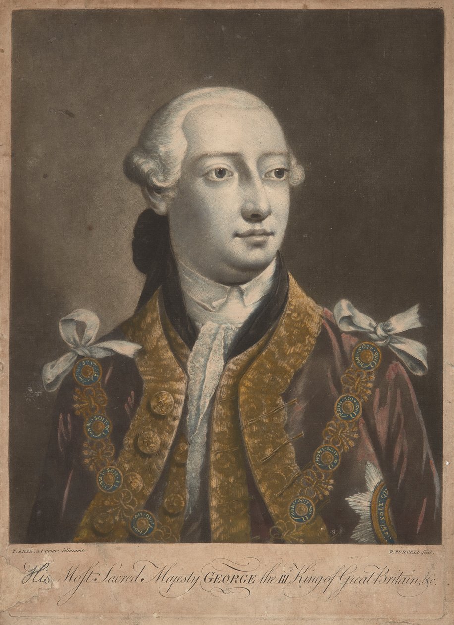 König George III., ca. 1762 (Mezzotint) von Richard Purcell