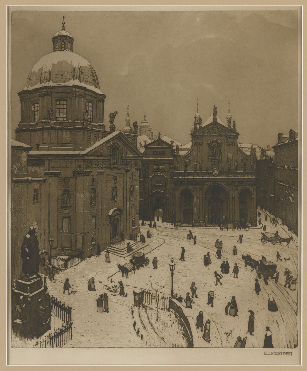 Der Kreuzherrenplatz in Prag von Richard Teschner