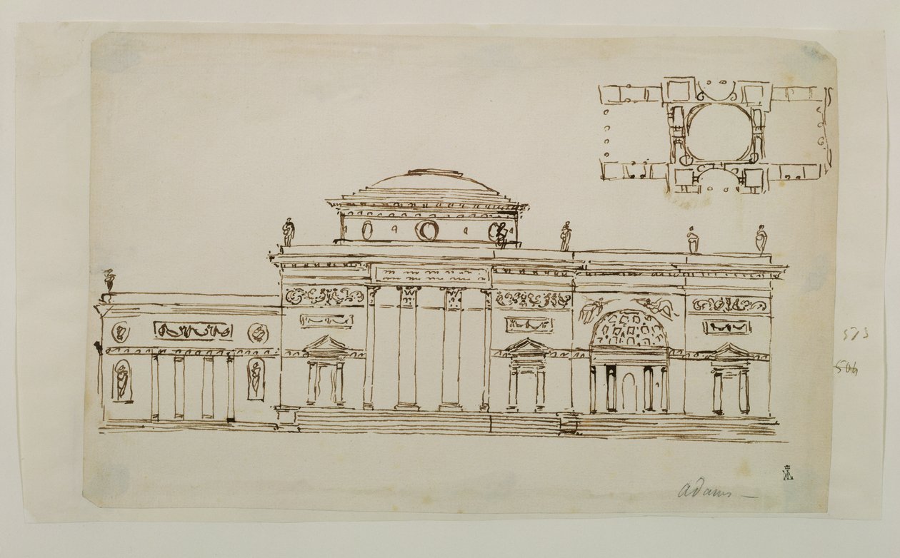 Skizzenentwurf für ein Kuppelgebäude von Robert Adam