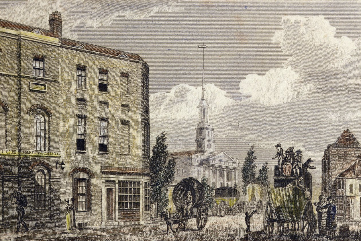 Eingang nach London an der Shoreditch Kirche, 1810 von Robert Blemell Schnebbelie