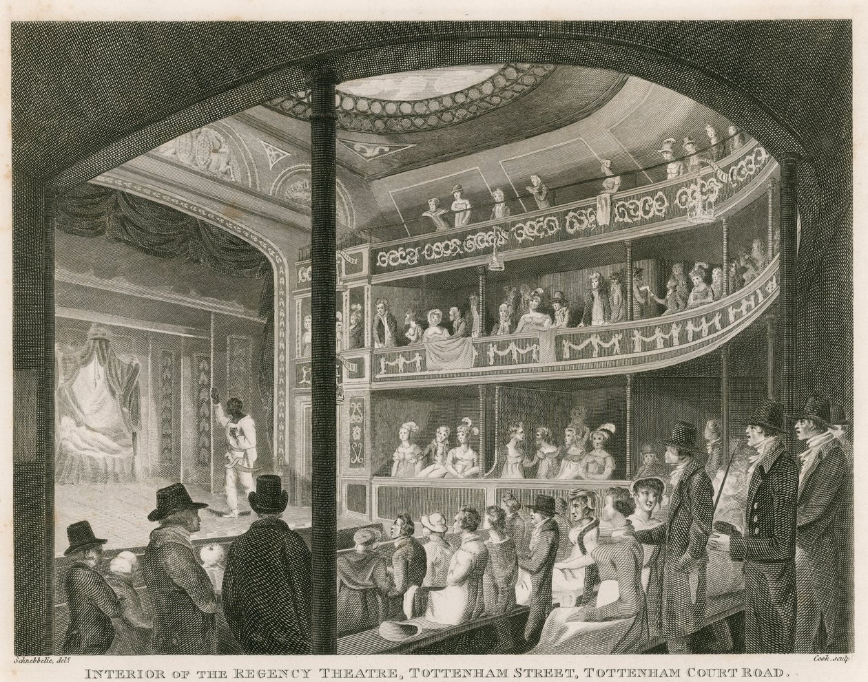 Innenraum des Regency Theaters, Tottenham Street, Tottenham Court Road, London von Robert Blemell Schnebbelie