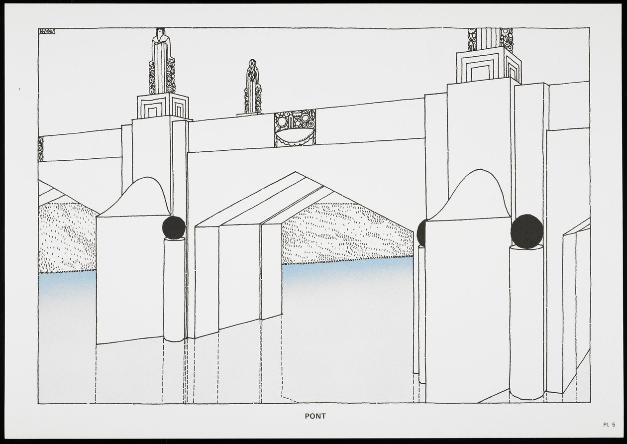 Brücke, aus Une Cite Moderne, Dessins de Rob Mallet-Stevens Architecte, 1987 von Robert Mallet Stevens
