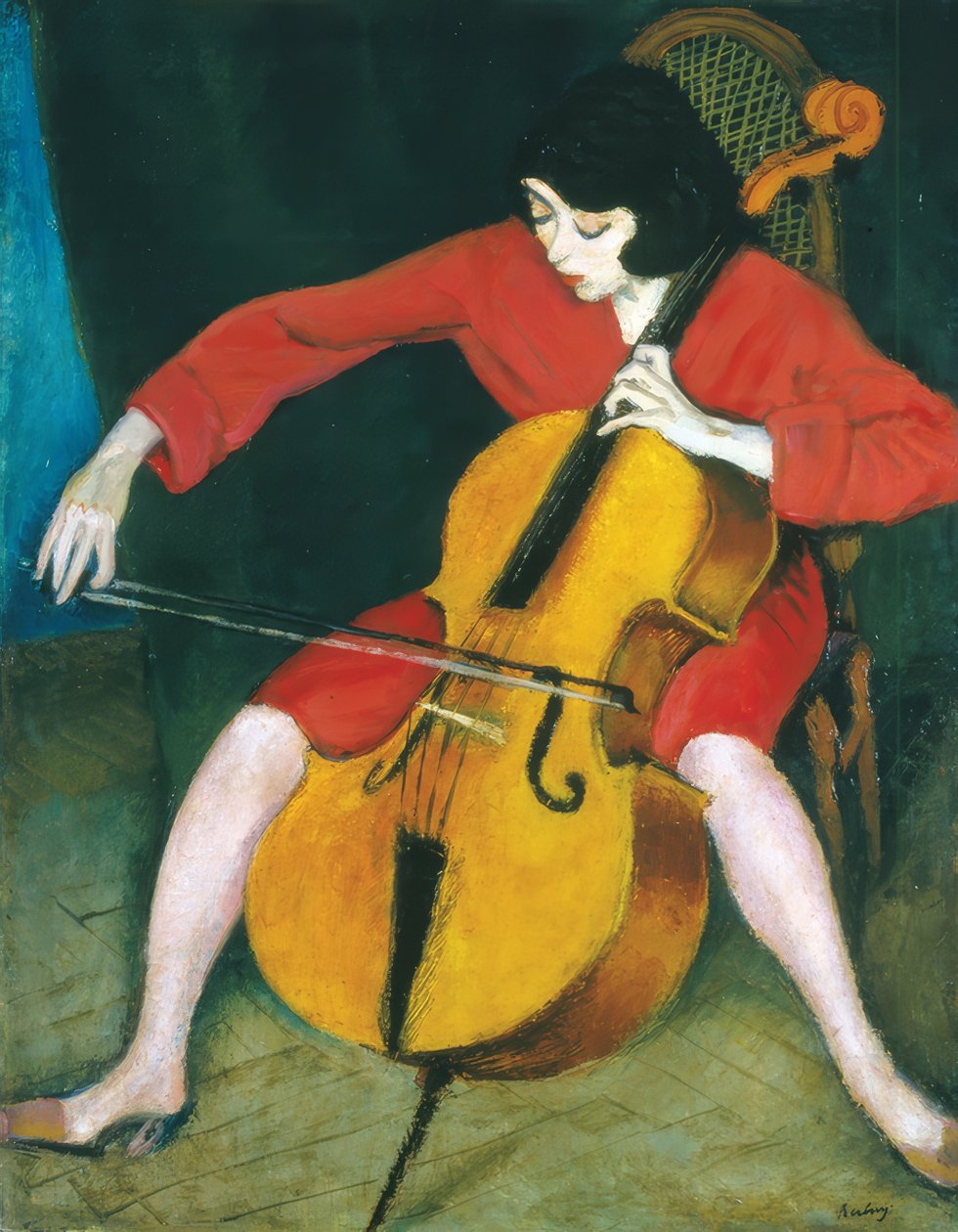 Frau, die Cello spielt von Robert Bereny