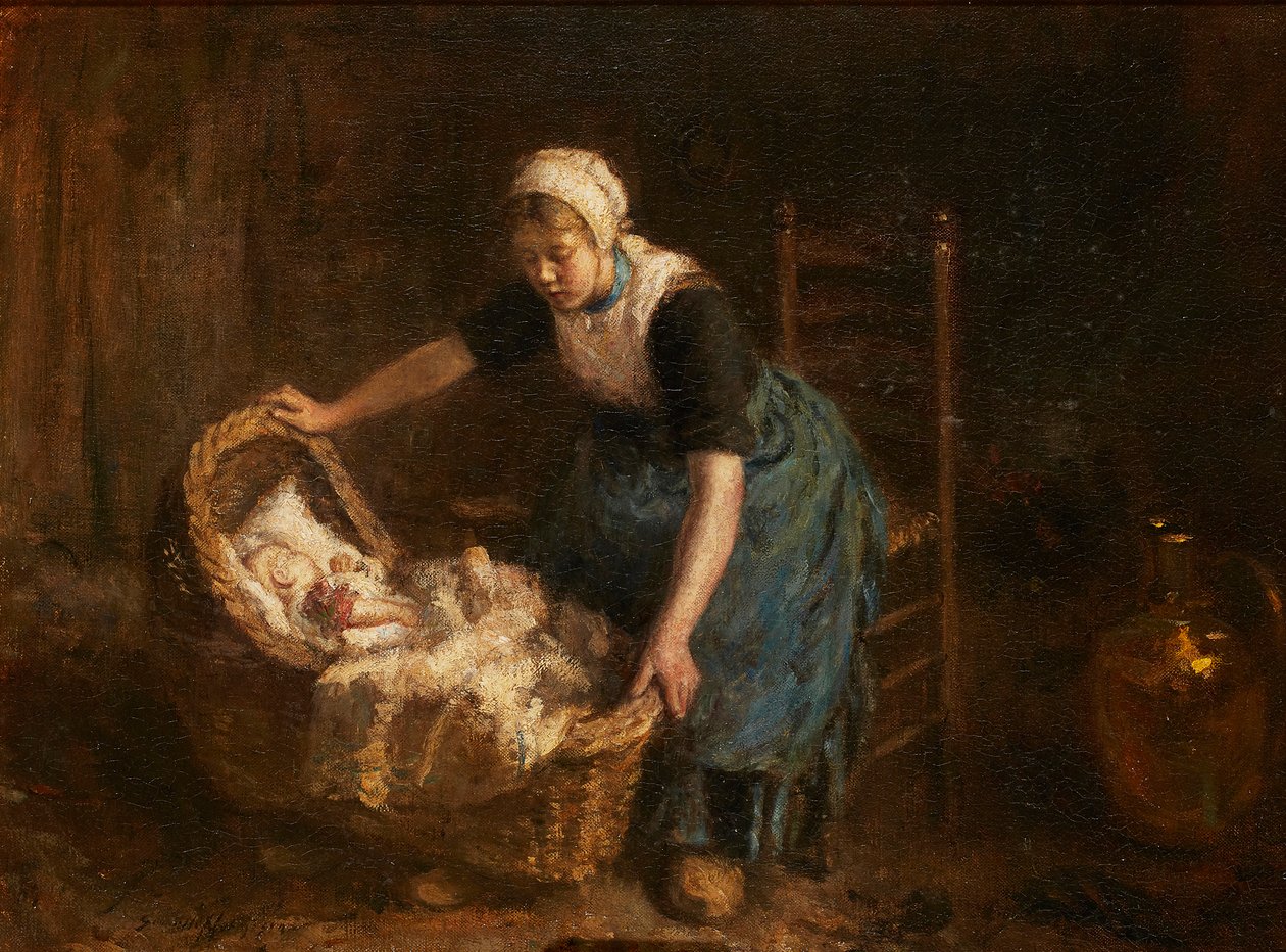 Schlaf, Baby, Schlaf (Öl auf Leinwand) von Robert Gemmell Hutchison