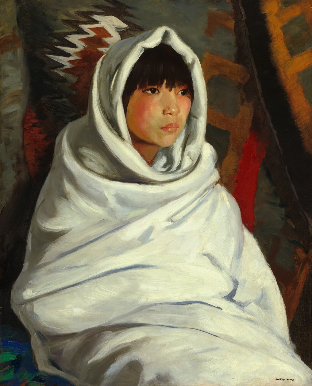 Indisches Mädchen in weißer Decke von Robert Henri
