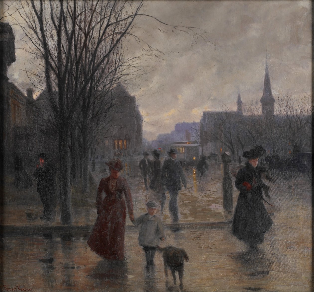 Regnerischer Abend auf der Hennepin Avenue, ca. 1902 von Robert Koehler