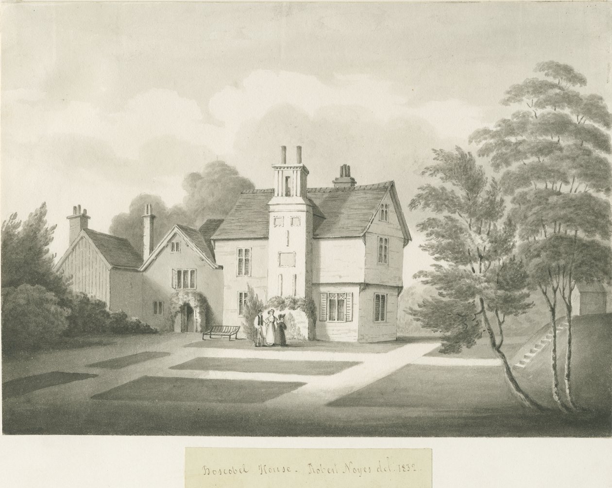 Boscobel House: Sepia-Waschzeichnung von Robert Noyes