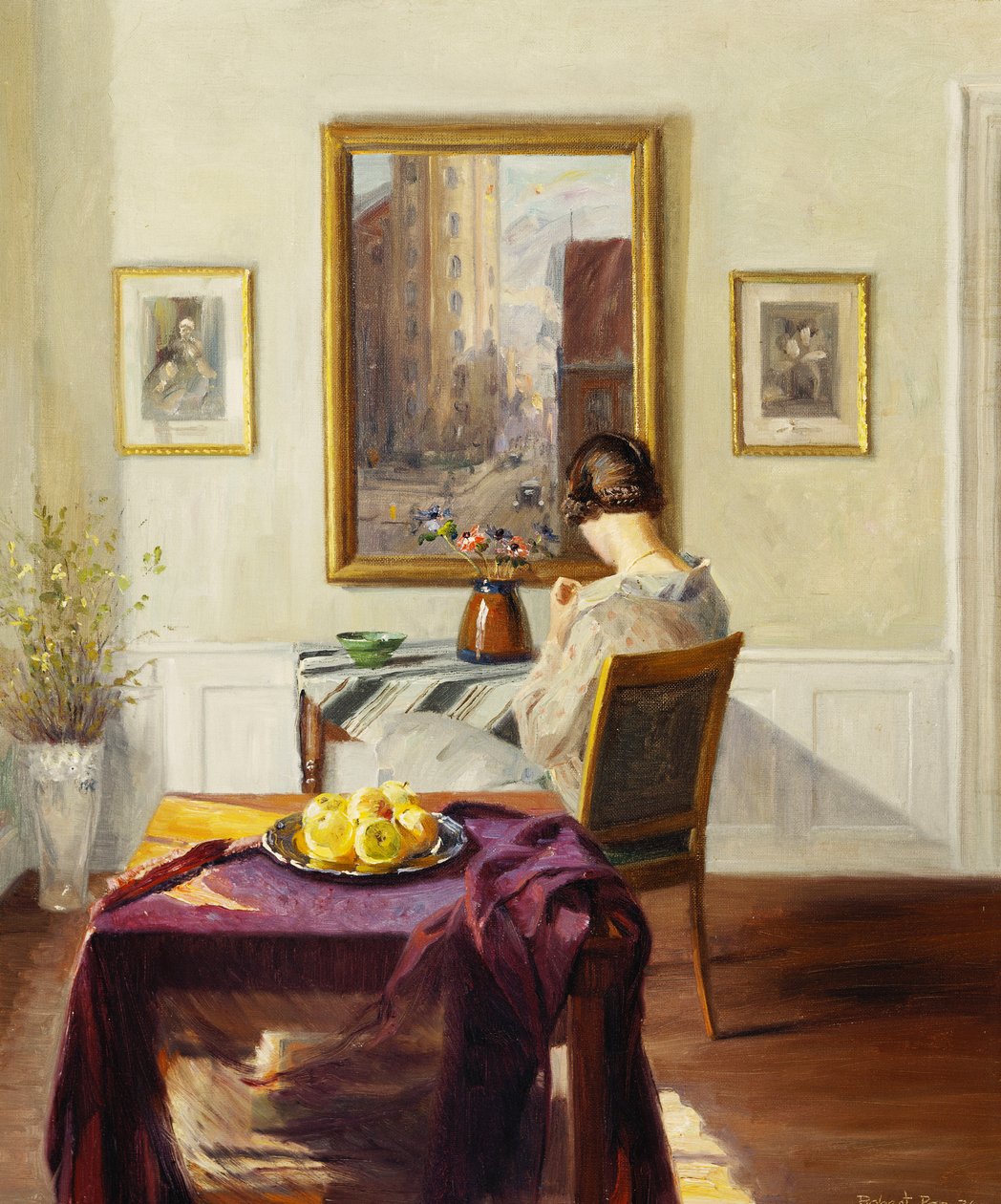 Eine Frau in einem Innenraum von Robert Panitzsch