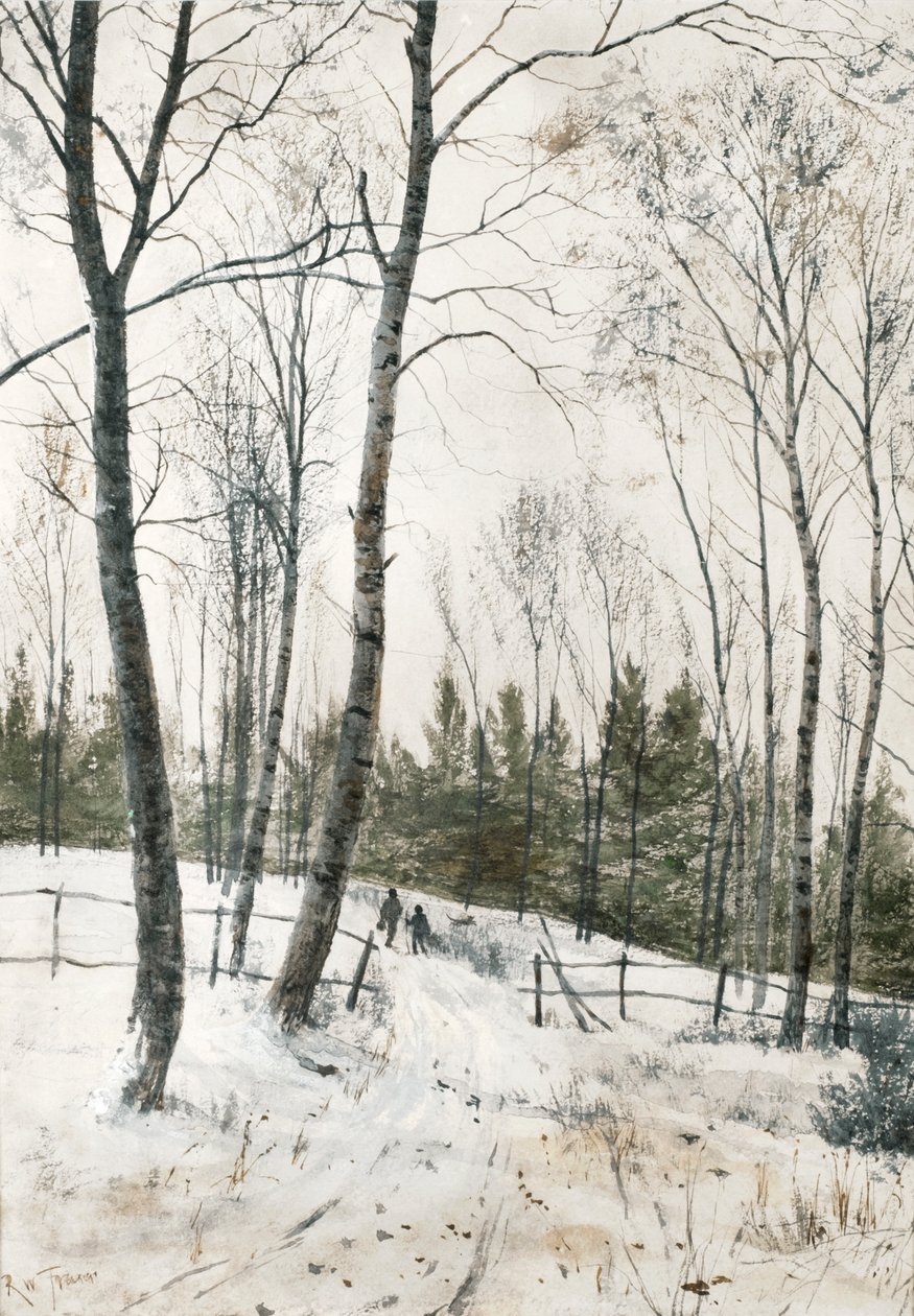 Zwei Figuren in einem Winterwald von Robert Winchester Fraser
