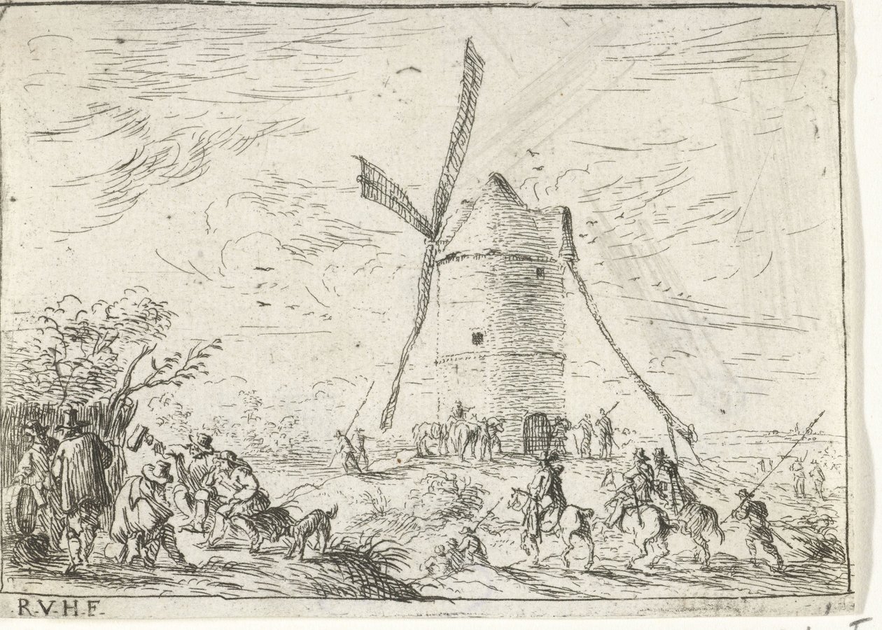 Windmühle Landschaften mit Lagern (Serientitel) von Robert van den Hoecke