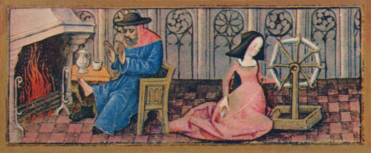 Februar - Spinnen, spätes 15. Jahrhundert, 1939 von Robinet Testard