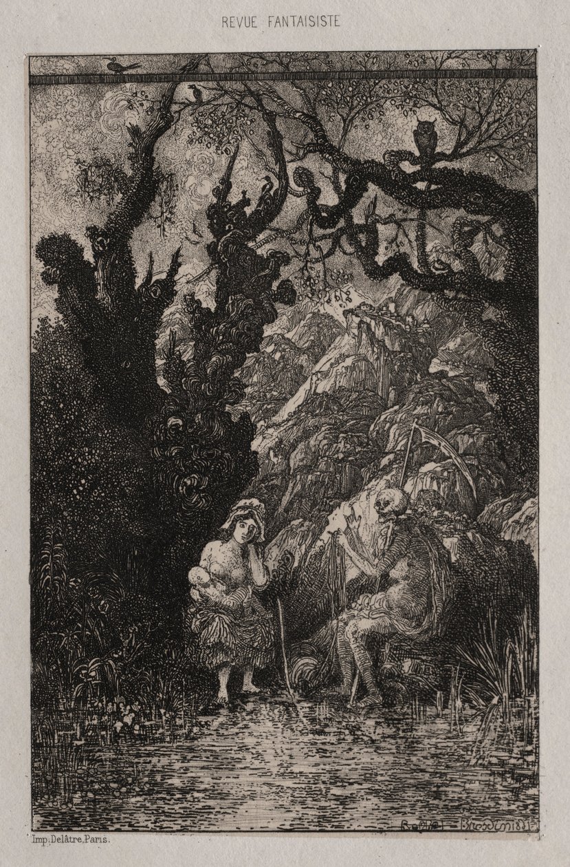Der Tod und die junge Mutter, 1861 von Rodolphe Bresdin