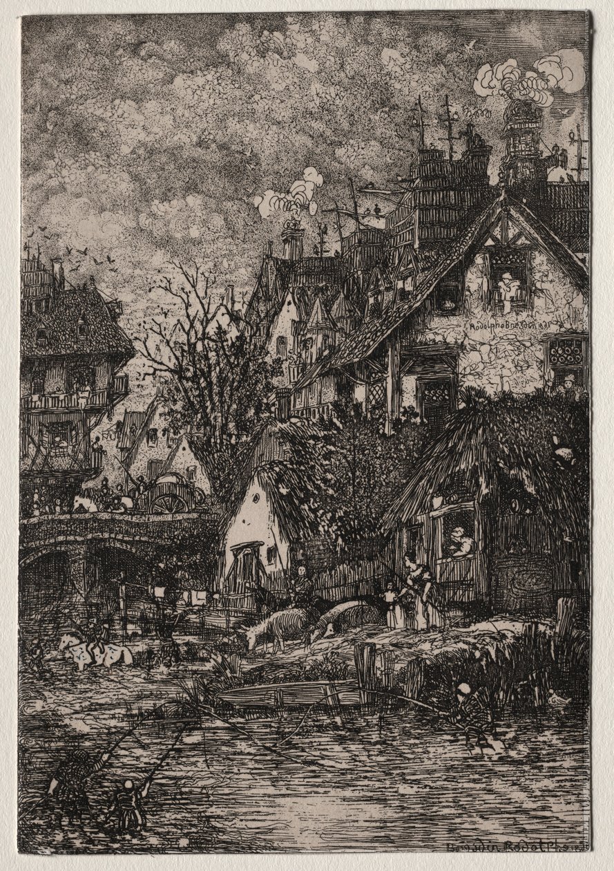 Eingang zu einem Dorf, 1861 von Rodolphe Bresdin