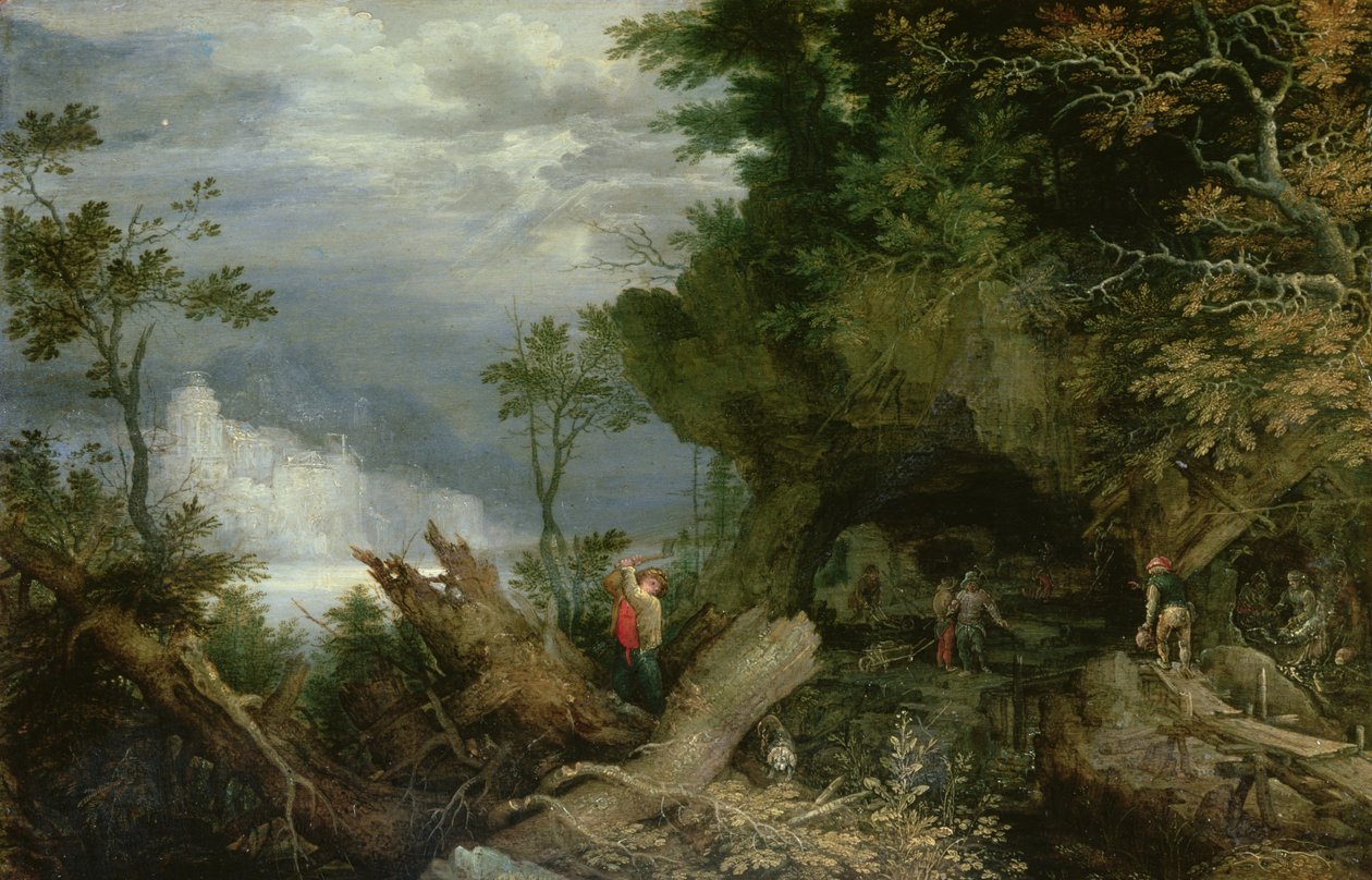 Eine felsige Landschaft mit dem Eingang zu einer Mine von Roelandt Jacobsz. Savery