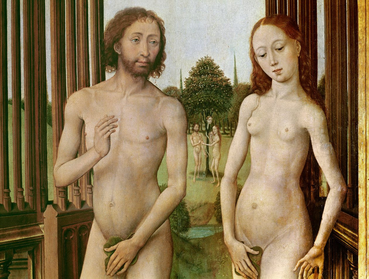 Triptychon der Erlösung, linkes Panel: Adam und Eva aus dem Paradies vertrieben, 1455-59 von Rogier van der Weyden