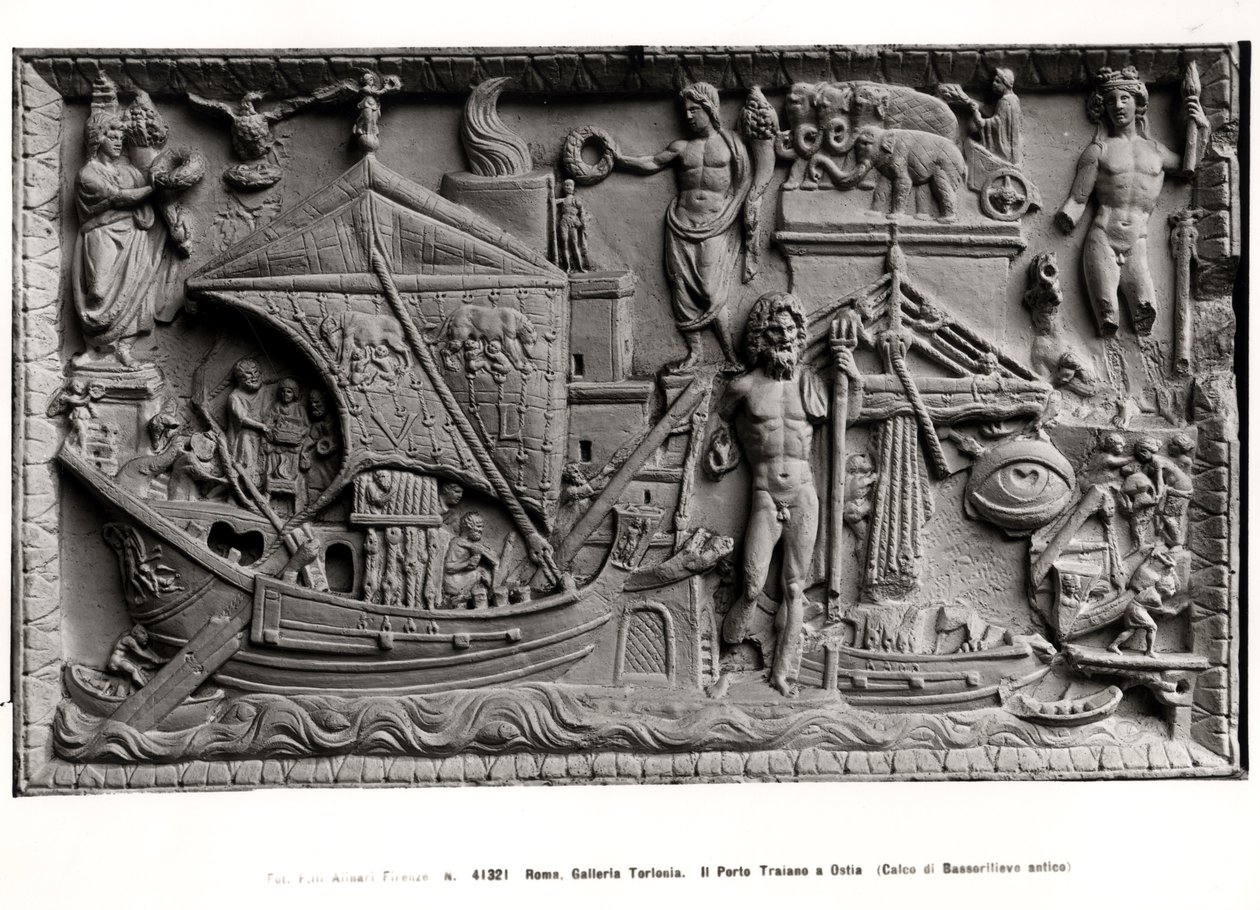 Ankunft eines Schiffes im Hafen von Trajan, Ostia, ca. 200 n. Chr. von Roman