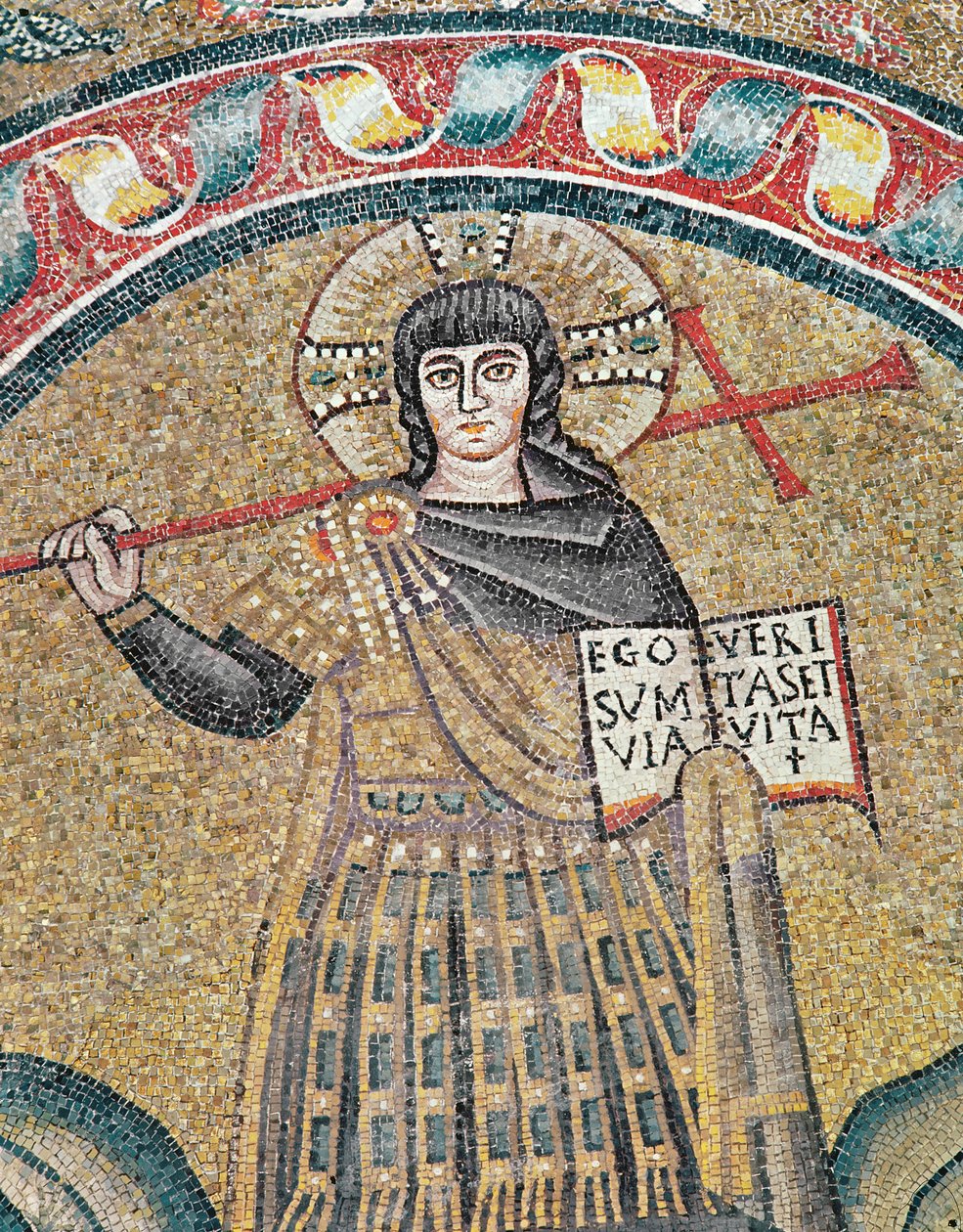 Detail eines Krieger-Christus Mosaiks von Roman