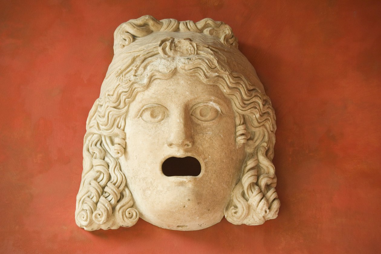 Maske mit offenem Mund, Römische Kaiserzeit (30 v. Chr. - 500 n. Chr.) von Roman
