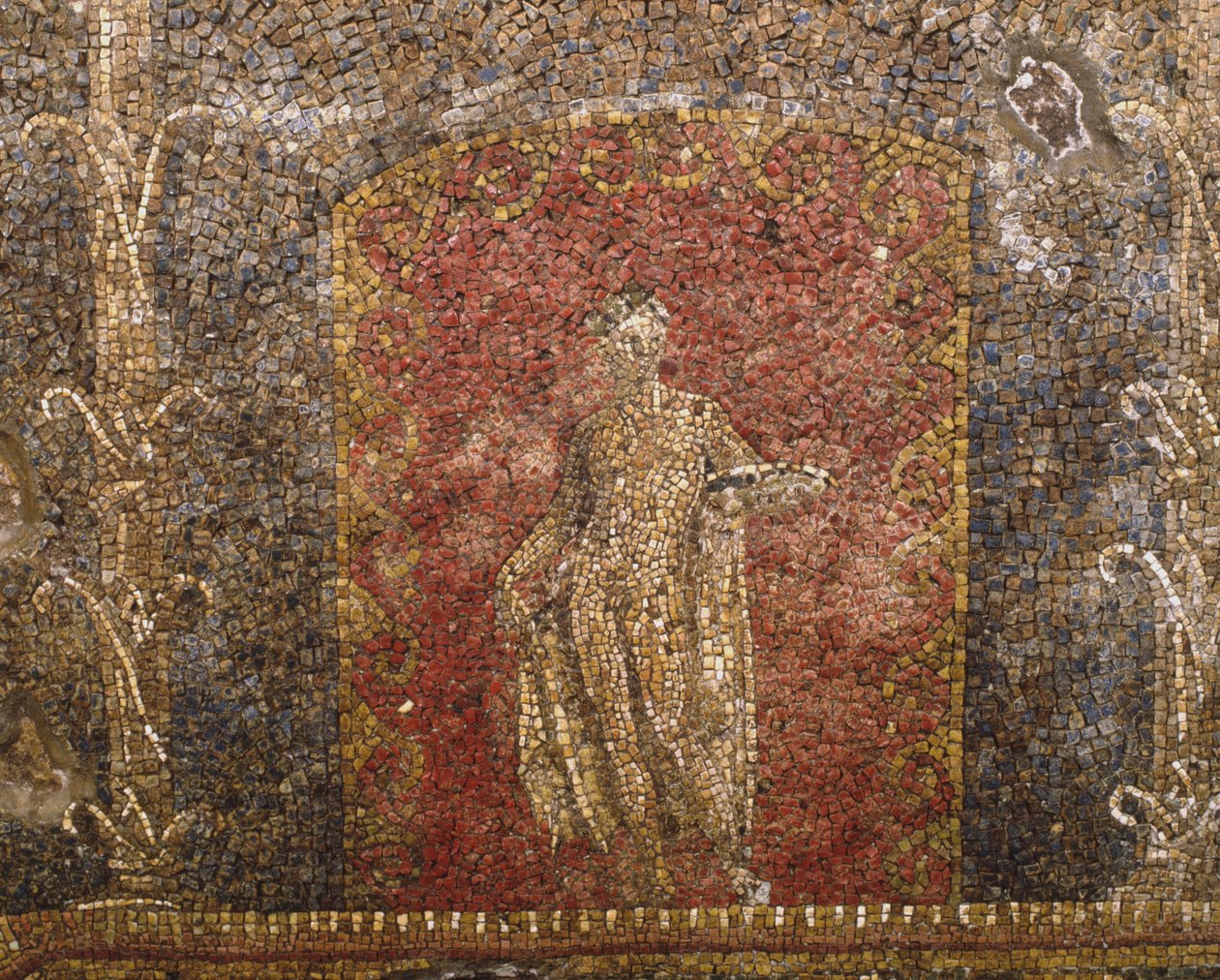 Mosaik aus einem antiken Gebäude unter den Kasernen der Kürassiere am Quirinal, Rom von Roman