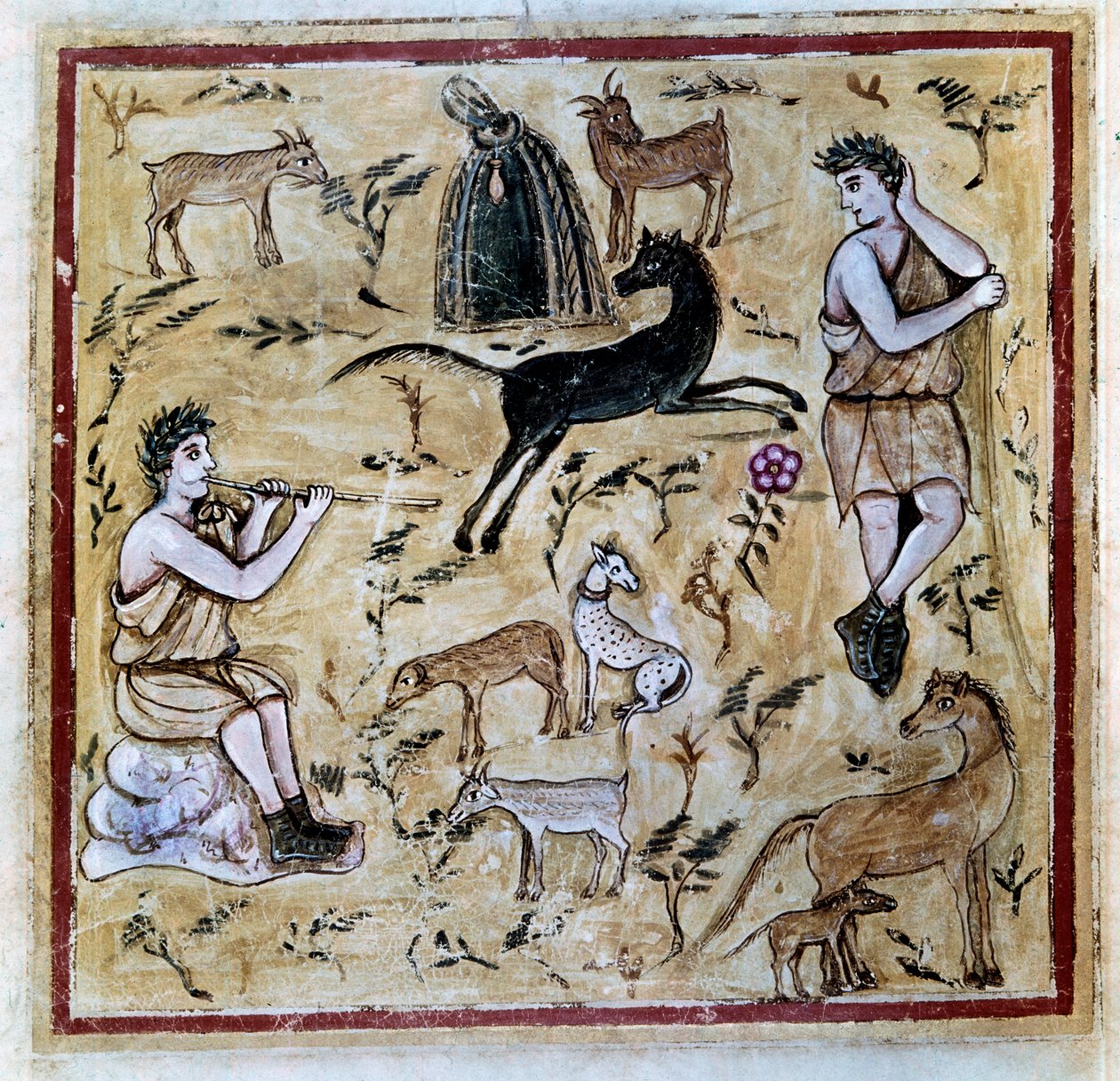 Hirten mit ihren Herden, Illustration aus dem Codex Vergilius Romanus von Roman
