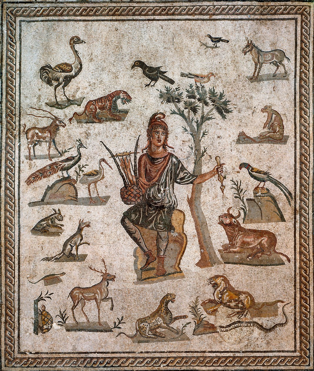 Orpheus umgeben von Tieren, 2. Jahrhundert von Roman