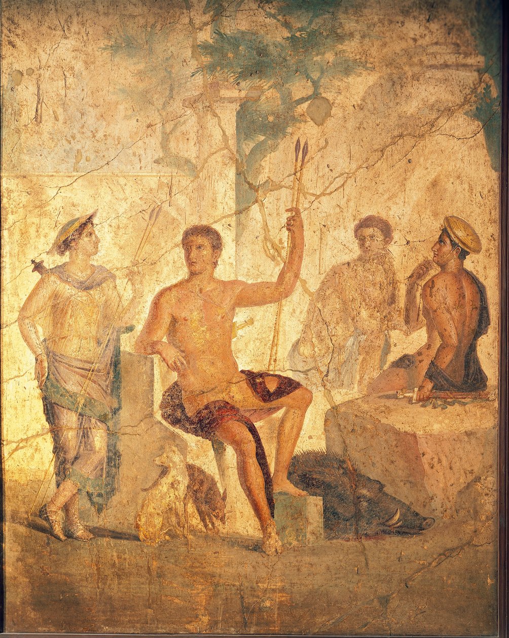 Fresko mit Meleager und Atalanta, aus Pompeji von Roman Roman