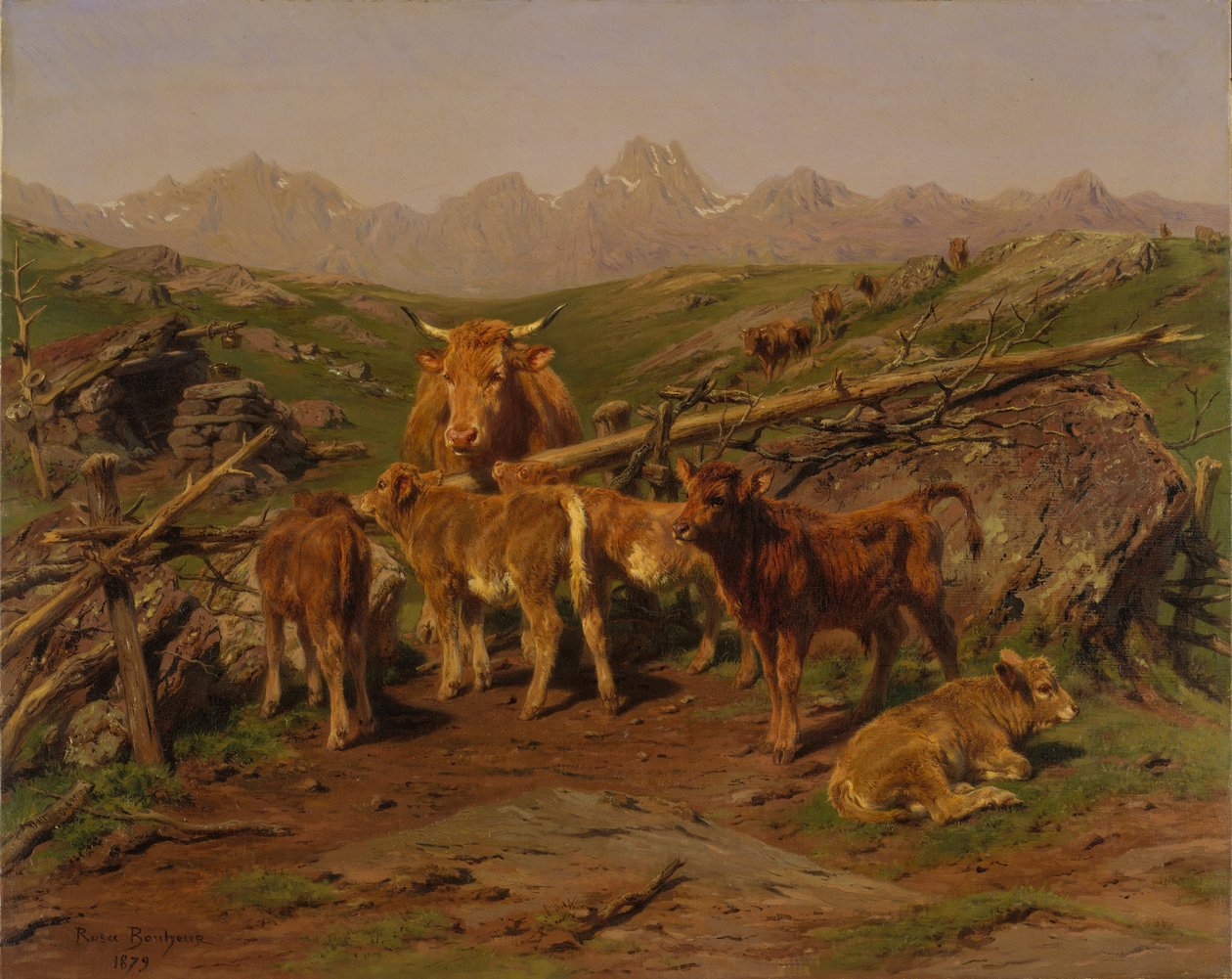 Die Kälber entwöhnen, 1879 von Rosa Bonheur